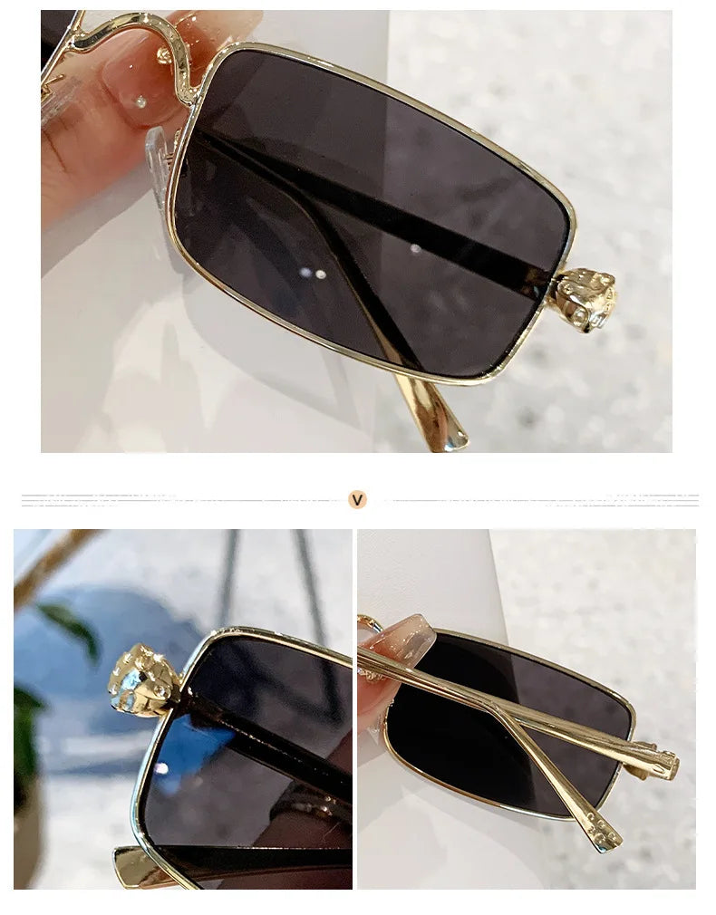 Hochauflösende Sonnenbrille für Herren und Damen, blaues Licht blockierende Augenschutzbrille, randlose Brille mit quadratischem Rahmen