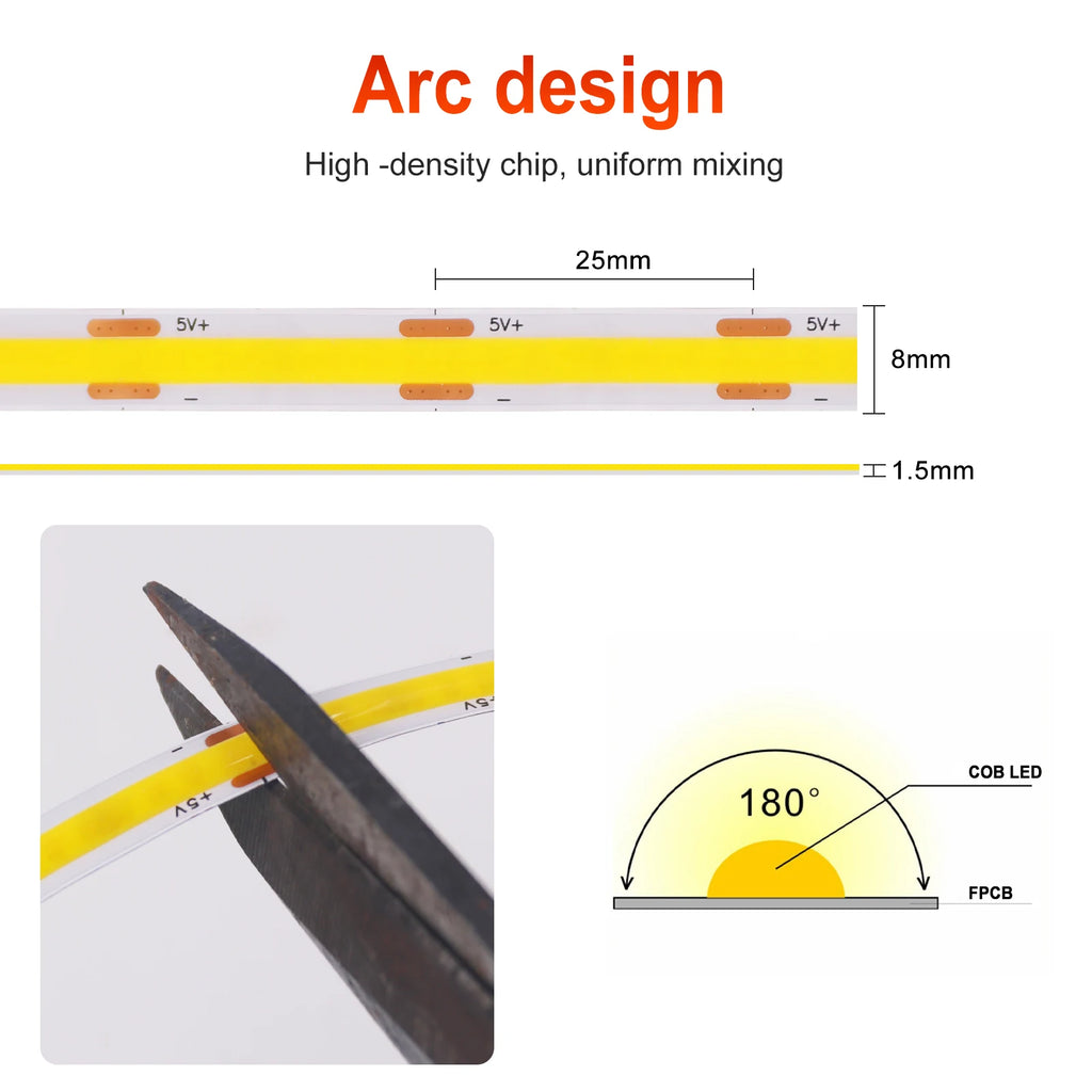 Neue 5V LED COB Licht Streifen Dimmbar Mit Touch Sensor/EIN OFF Schalter USB Flexible LED Band Weihnachten TV Hintergrundbeleuchtung Klebeband