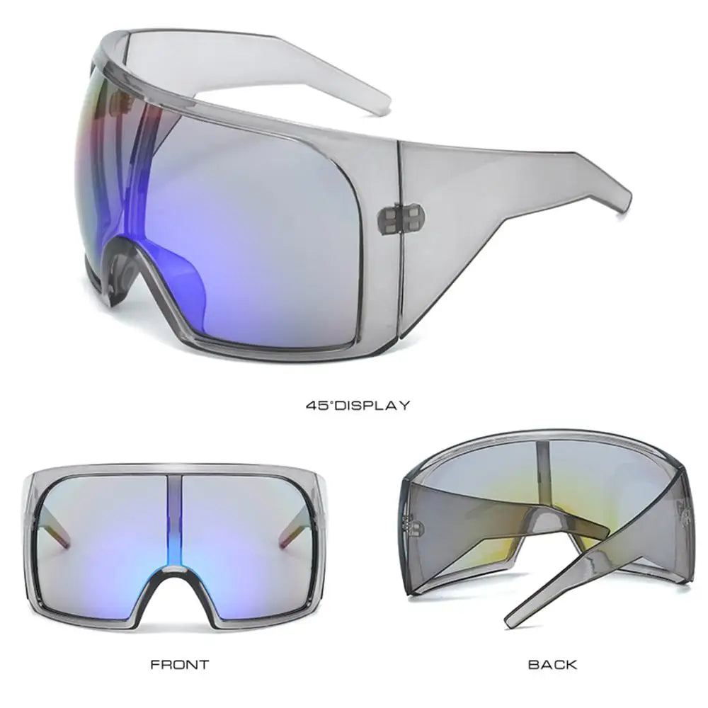 Futuristische Wrap-Around-Sonnenbrille Rave gebogene Linse UV400-Schutz 2000er Brillen übergroße Y2K-Sonnenbrille für Frauen und Männer