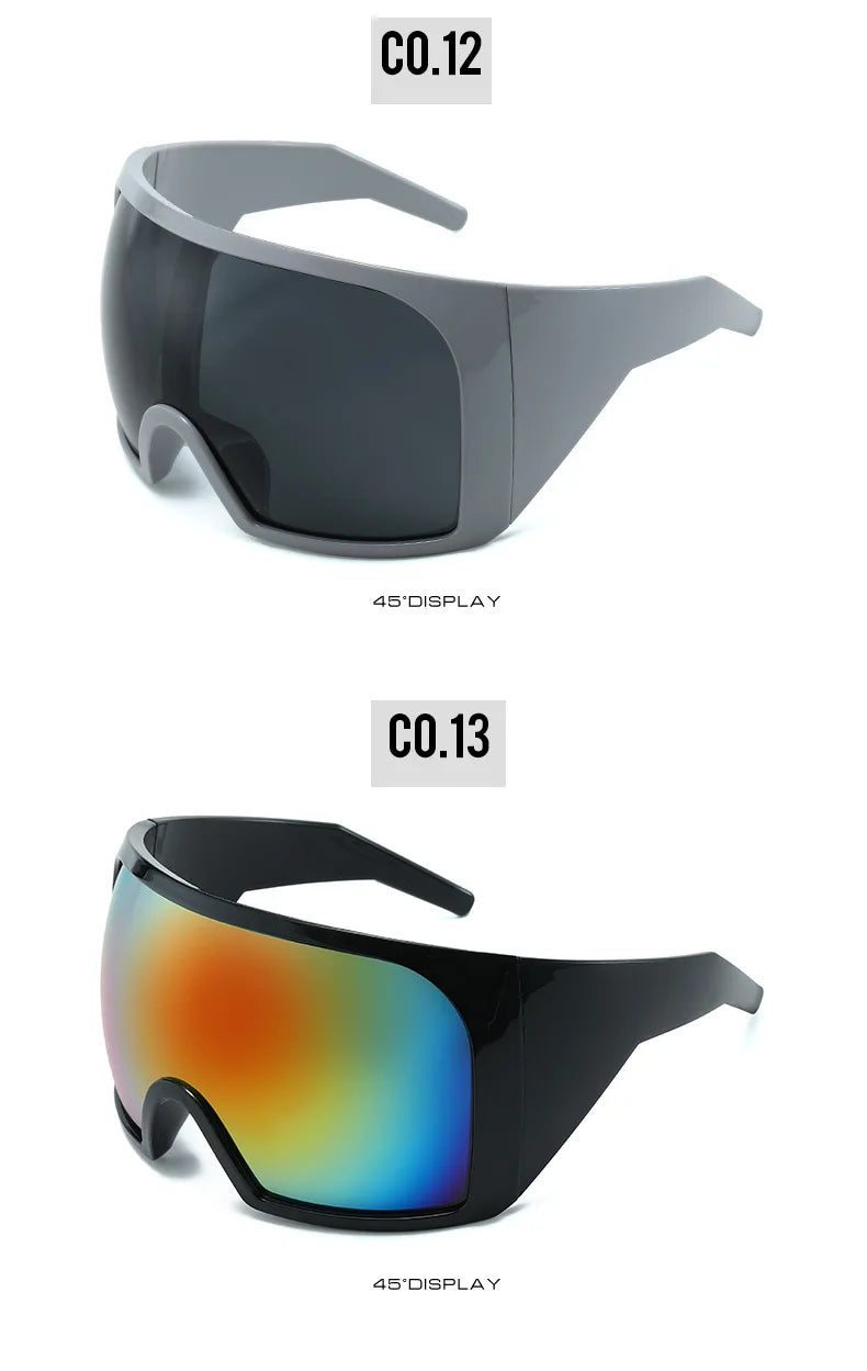 Übergroße Sonnenbrille für Herren, umwickelt, windabweisend, persönlich, große Farbtöne, futuristische Mode, Zukunftsschild, Uv400, Radfahren, Motorrad