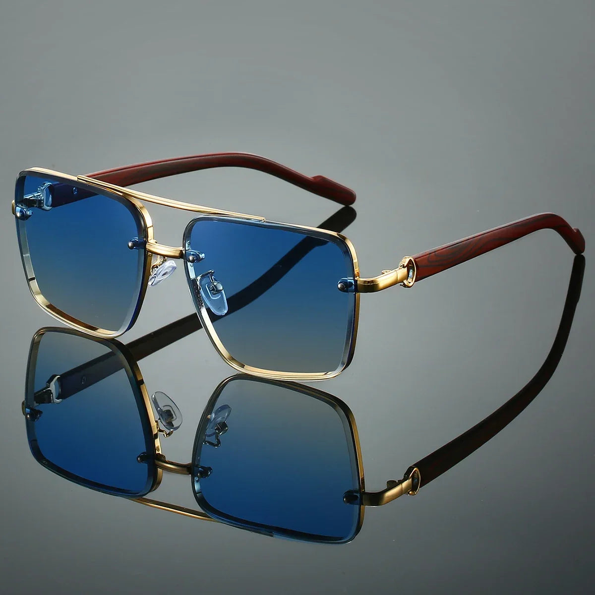 KAMMPT Mode Retro Quadratische Metall Shades frauen Original Marke Design Fahren Sonnenbrille Neue Doppel Brücke Pilot Sonnenbrille