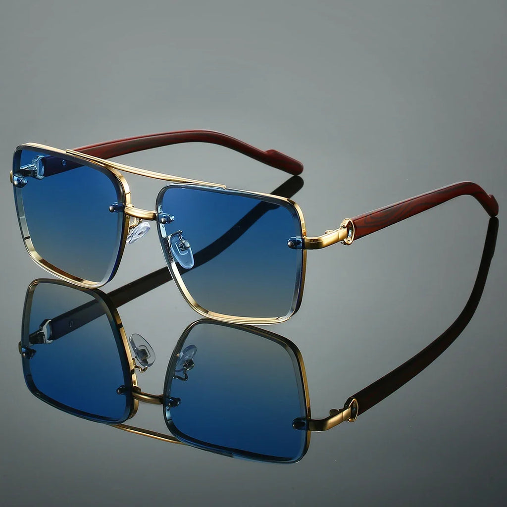 KAMMPT Mode Retro Quadratische Metall Shades frauen Original Marke Design Fahren Sonnenbrille Neue Doppel Brücke Pilot Sonnenbrille