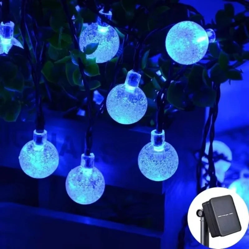 20-100LED Kristallkugel LED Solar Außenleuchte String Fairy Light Weihnachtskranz Garten Terrasse Party Außendekoration