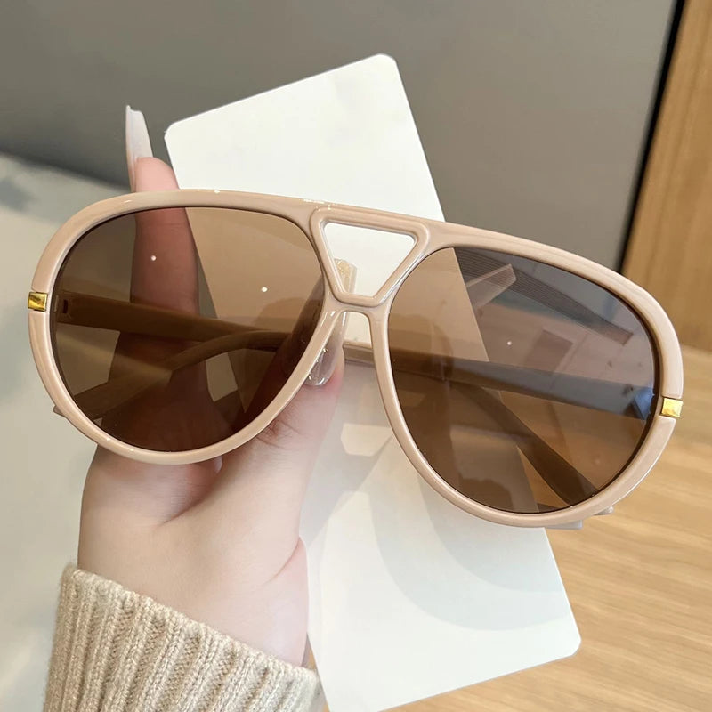 Wandern 2 stücke Übergroßen Pilot Oval Rahmen Anti Licht Gläser Frauen Punk Stil Vintage Doppel Strahl Shades Für Dame Outdoor brillen