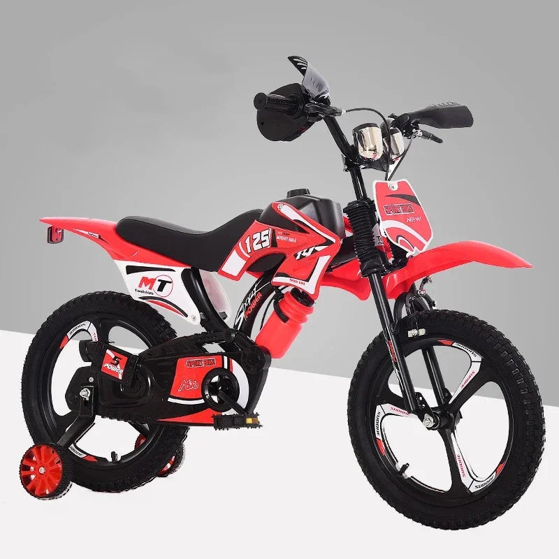 Bequemes und sicheres Lauflernfahrrad für Kinder – 12/14/16 Zoll Simulations-Motorradfahrrad für frühes Fahrtraining von Kindern