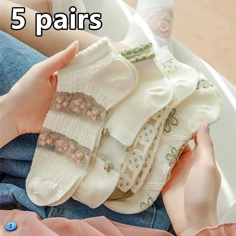 10 Paar Damen-Socken mit Cartoon-Muster, trendige und modische, vielseitige Socken, leichte, atmungsaktive, bequeme Freizeitsocken