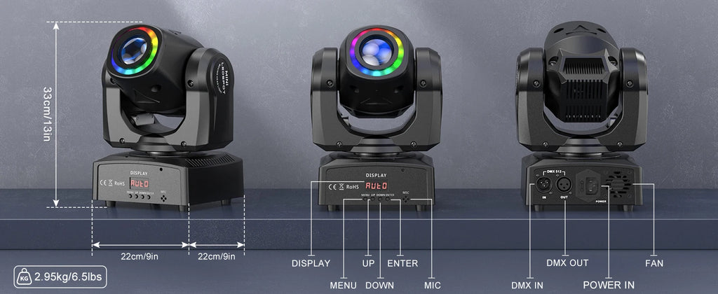 2 Stück 50W Beam Moving Head Licht RGB Farbmischung Musterlichter Bühneneffektbeleuchtung für Disco Show Konzert Party KTV Theater