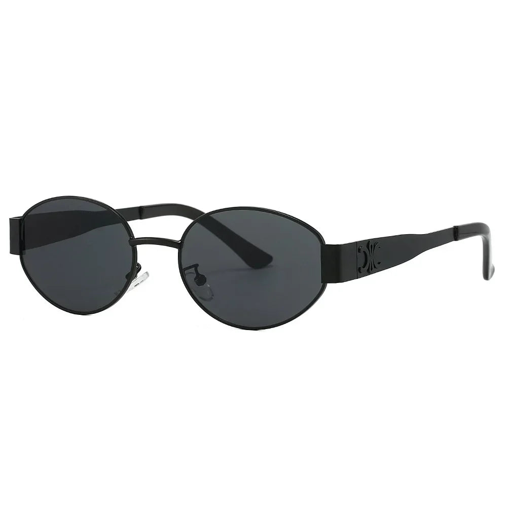 Luxuriöse Metall-Sonnenbrille für Damen und Herren, Unisex, Designer-Mode-Sonnenbrille, oval, Unisex, stilvolle Brillenschirme, UV400