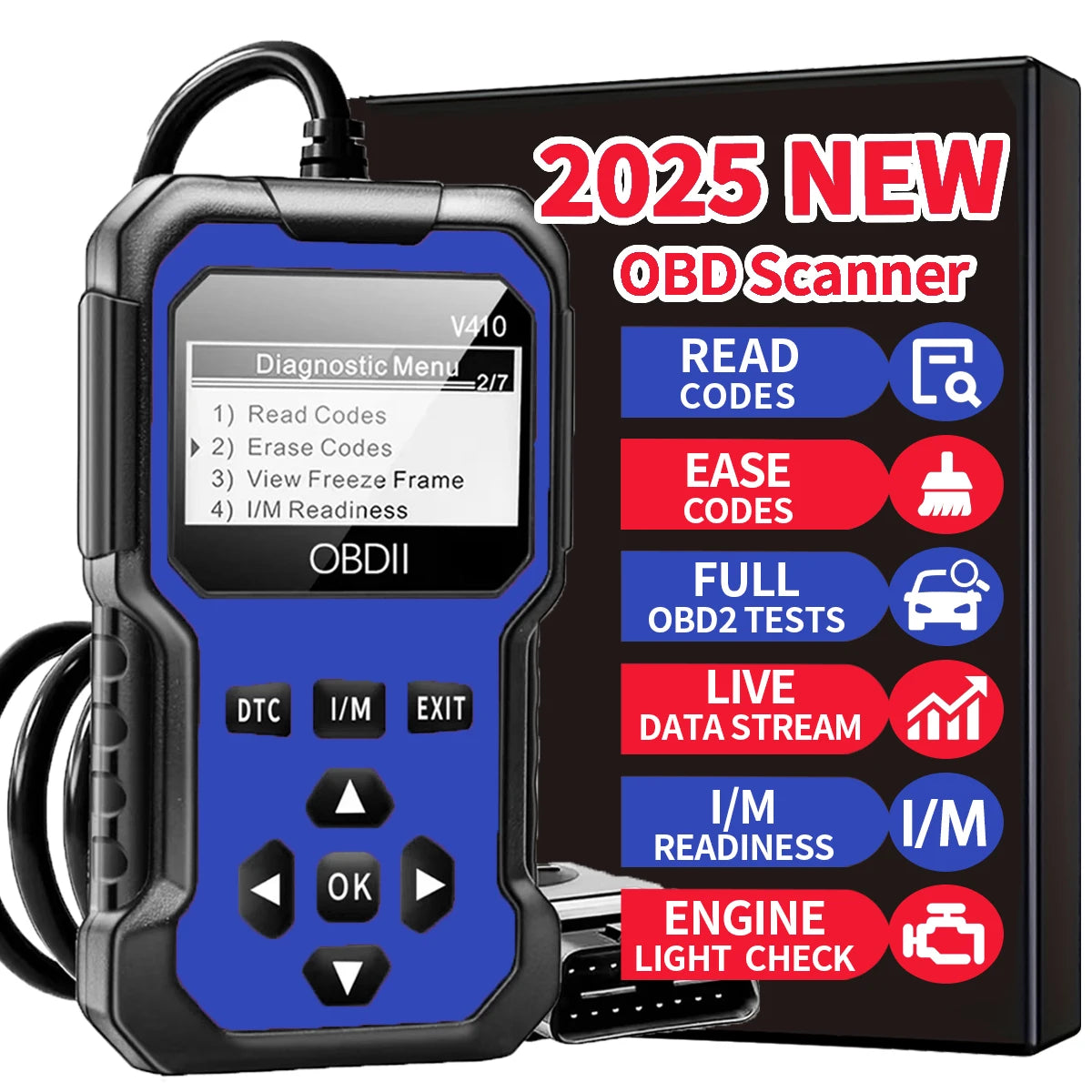Auto-Obd2-Scanner, Diagnosetool, Codeleser, Motorfehlcodeleser, Scanner, kann alle Obd Ii-Protokollenautos seit 1996 unterstützen
