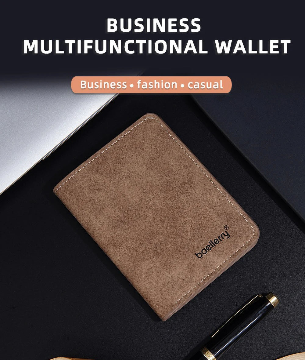 Baellerry-Geldbörse für Herren, PU-Leder, Vordertasche, minimalistische Geldklammer, Reiseutensilien