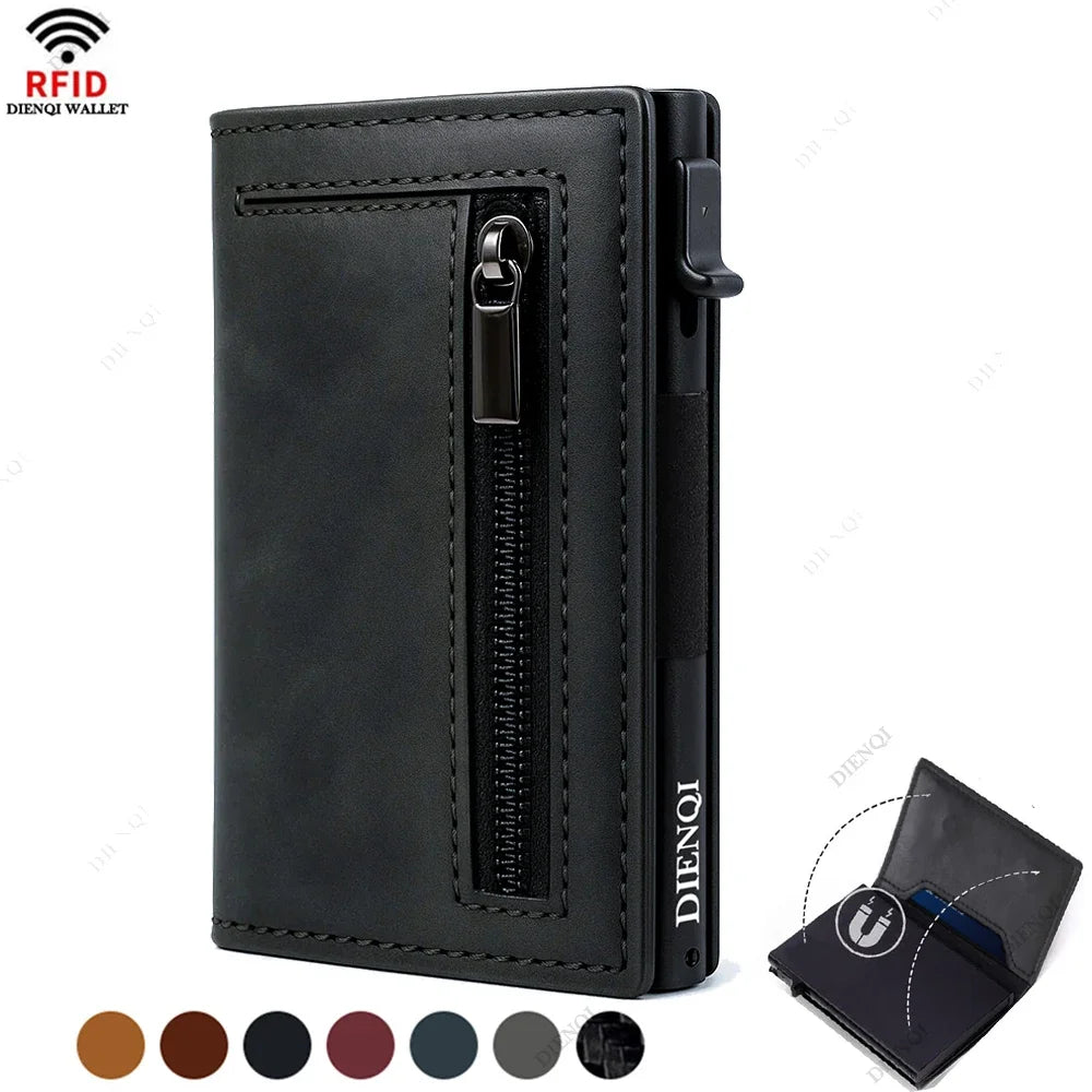 RFID Visitenkarte Halter Kreditkarte Halter Luxus Männer Brieftasche Geistige Aluminium Dünne Dünne Kleine Schwarz Geld Tasche Männlich Festival Geschenk