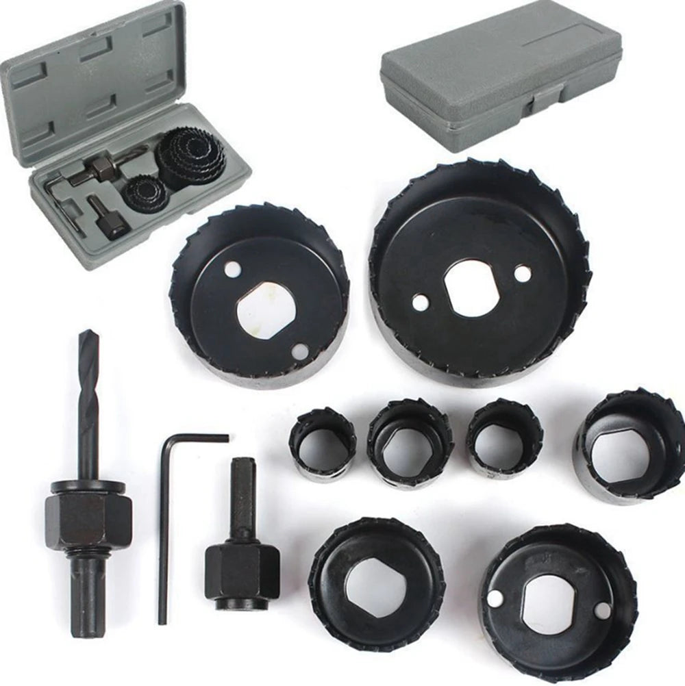 11Pcs Holzbearbeitung Bohren Tool Kit Loch Sah Schneiden Set Holz Metall Cutter Dorne Sägen Kern Bohrer Bits