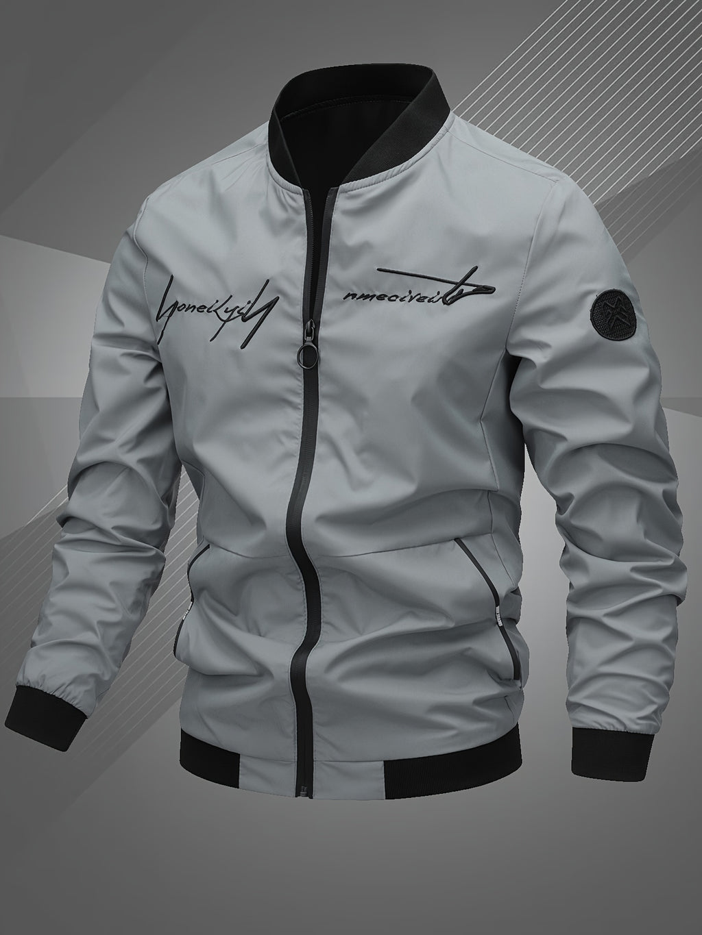 Men'S Letter Embroidered Casual Bomber Jacket, Mens Winter Jackets And Coats, Fridays Items, Mens Gifts Ideas, Gifts for Men, Thermal Wear for Men, Christmas Gifts, Suitable for Everyday Life, Home, Outdoor, Work, And Leisure