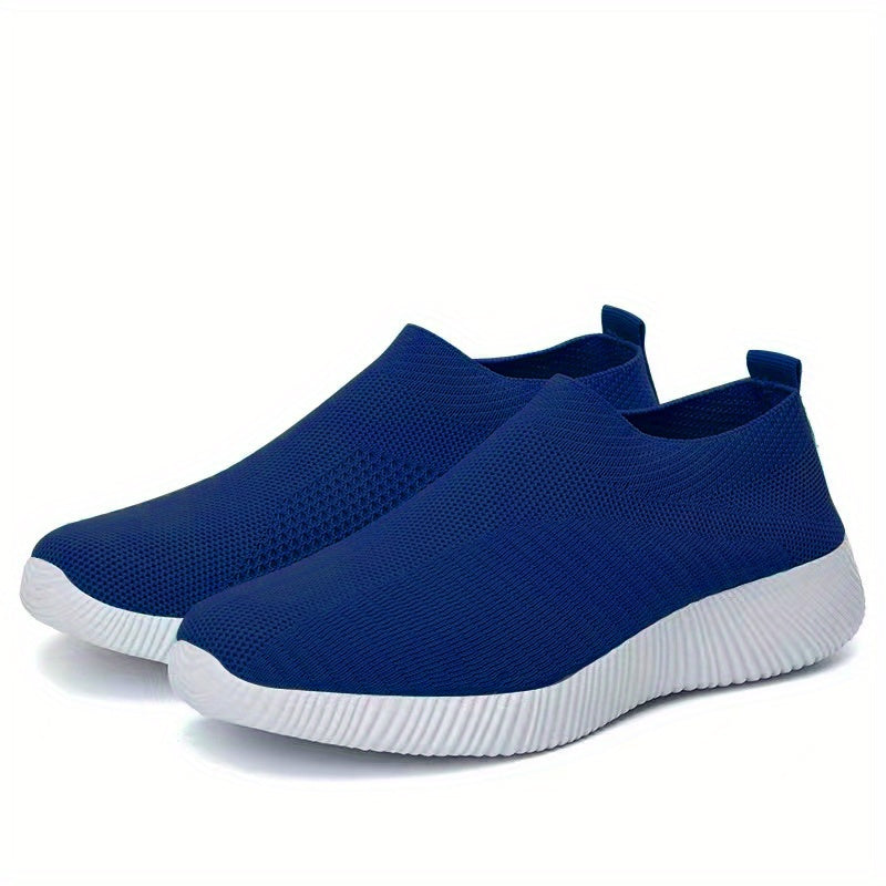 Women'S Lightweight Slip-On Sneakers, Solid Color Fabric Upper, Round Toe, MD Sole, Low Top, All-Season Casual Shoes for Running, Fitness, Dance, Walking, Travel