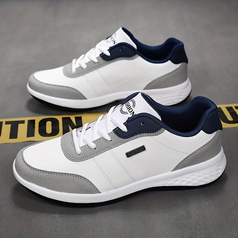 VanWeir Lightweight Men's Shoes • Navy Blue/White • Lace-up Sneakers with MD/TPR Sole • Breathable Fabric Lining for Outdoor, Hiking & Casual Wear