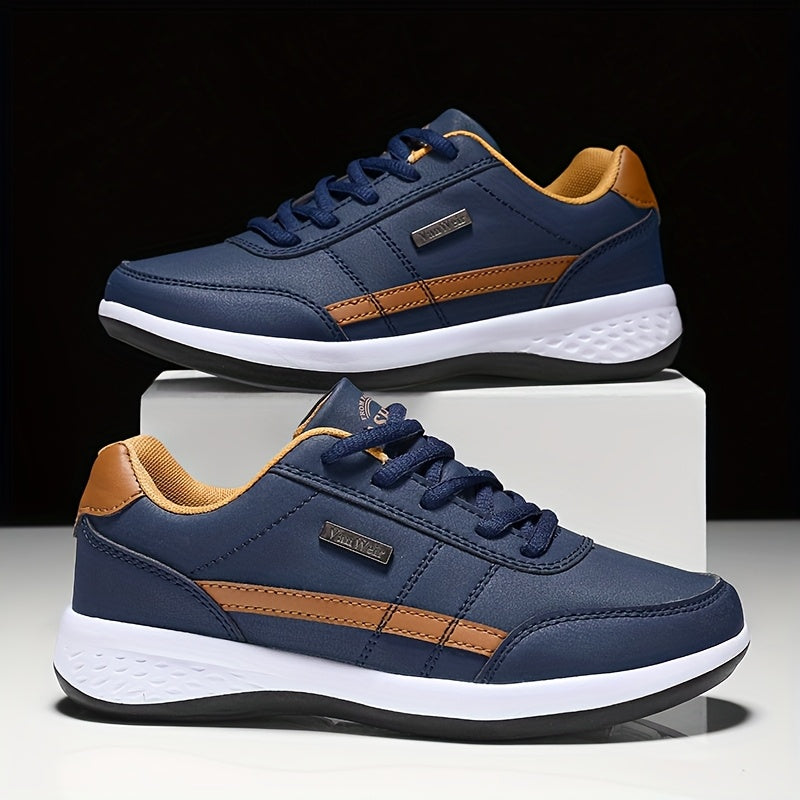 VanWeir Lightweight Men's Shoes • Navy Blue/White • Lace-up Sneakers with MD/TPR Sole • Breathable Fabric Lining for Outdoor, Hiking & Casual Wear