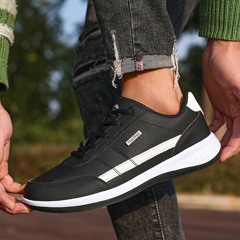 VanWeir Lightweight Men's Shoes • Navy Blue/White • Lace-up Sneakers with MD/TPR Sole • Breathable Fabric Lining for Outdoor, Hiking & Casual Wear