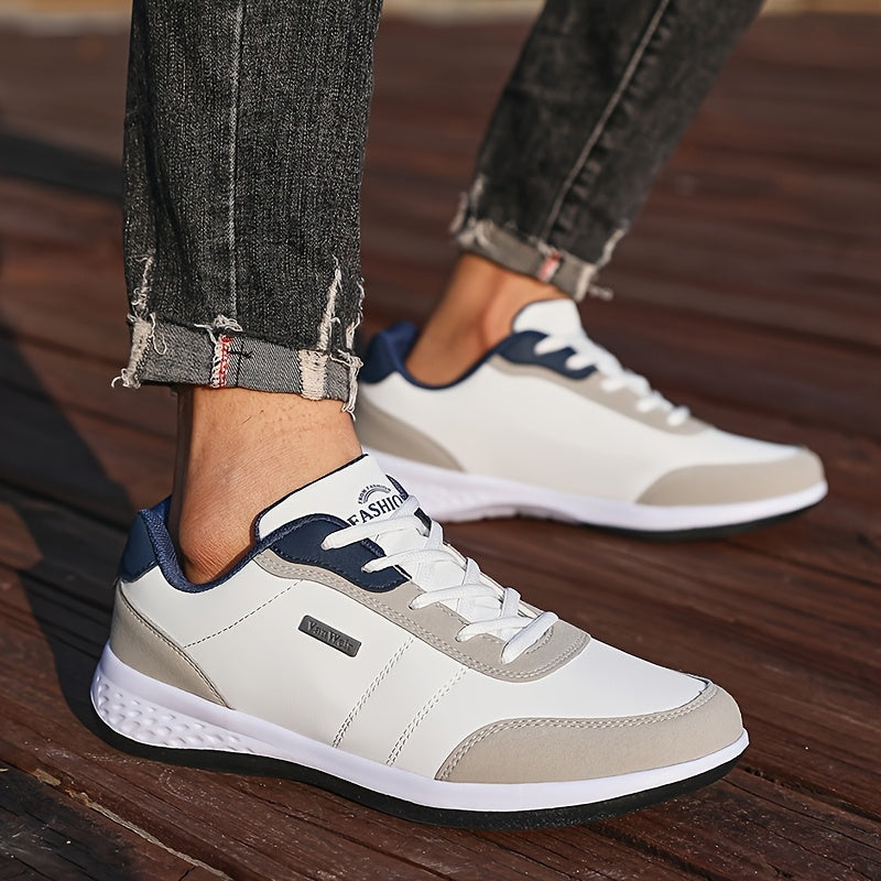 VanWeir Lightweight Men's Shoes • Navy Blue/White • Lace-up Sneakers with MD/TPR Sole • Breathable Fabric Lining for Outdoor, Hiking & Casual Wear