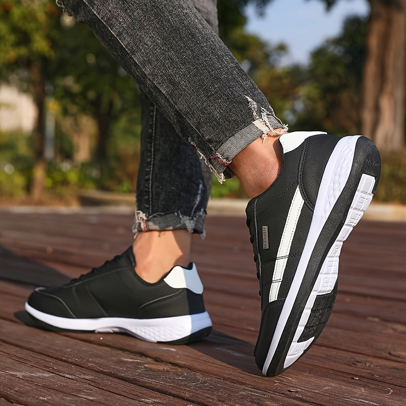 VanWeir Lightweight Men's Shoes • Navy Blue/White • Lace-up Sneakers with MD/TPR Sole • Breathable Fabric Lining for Outdoor, Hiking & Casual Wear