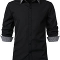 Men'S Color-Blocked Checkered Casual Long-Sleeve Shirt