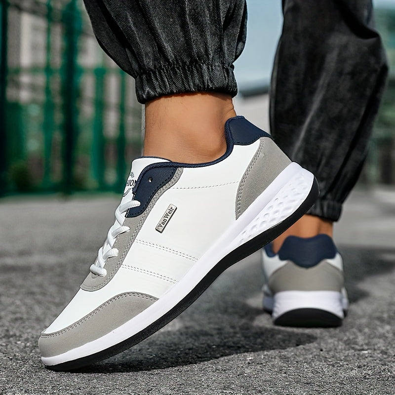 VanWeir Lightweight Men's Shoes • Navy Blue/White • Lace-up Sneakers with MD/TPR Sole • Breathable Fabric Lining for Outdoor, Hiking & Casual Wear