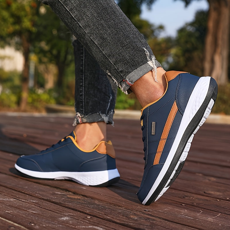 VanWeir Lightweight Men's Shoes • Navy Blue/White • Lace-up Sneakers with MD/TPR Sole • Breathable Fabric Lining for Outdoor, Hiking & Casual Wear