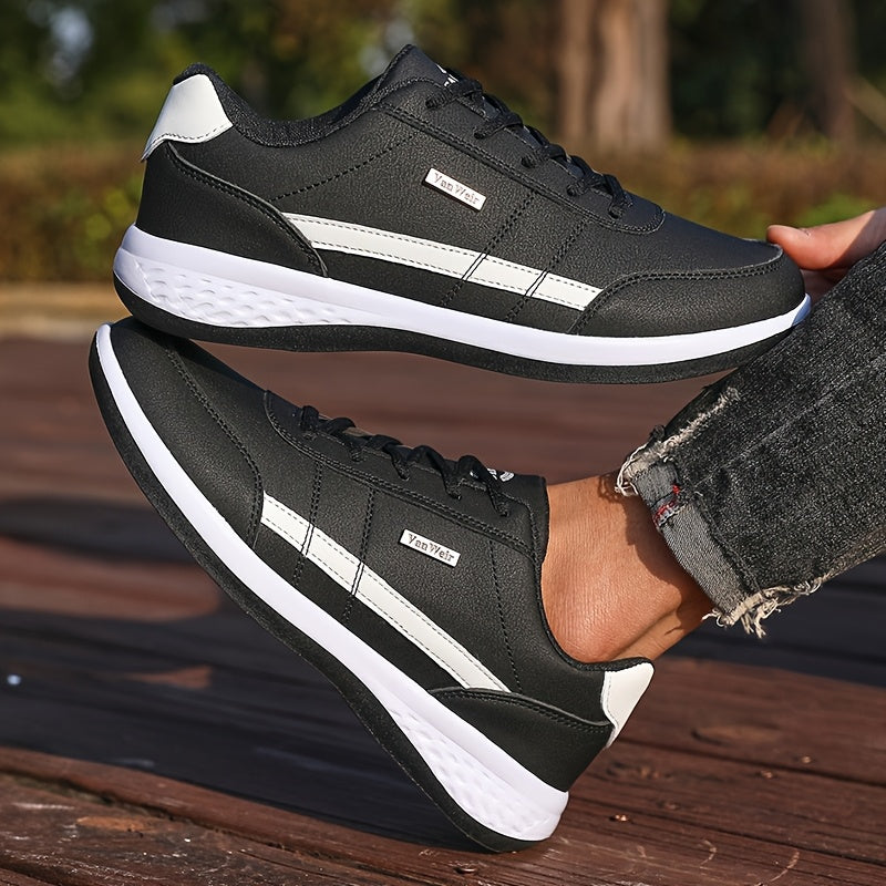 VanWeir Lightweight Men's Shoes • Navy Blue/White • Lace-up Sneakers with MD/TPR Sole • Breathable Fabric Lining for Outdoor, Hiking & Casual Wear