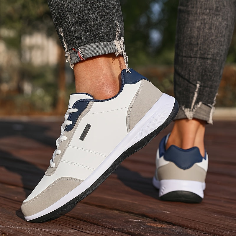 VanWeir Lightweight Men's Shoes • Navy Blue/White • Lace-up Sneakers with MD/TPR Sole • Breathable Fabric Lining for Outdoor, Hiking & Casual Wear