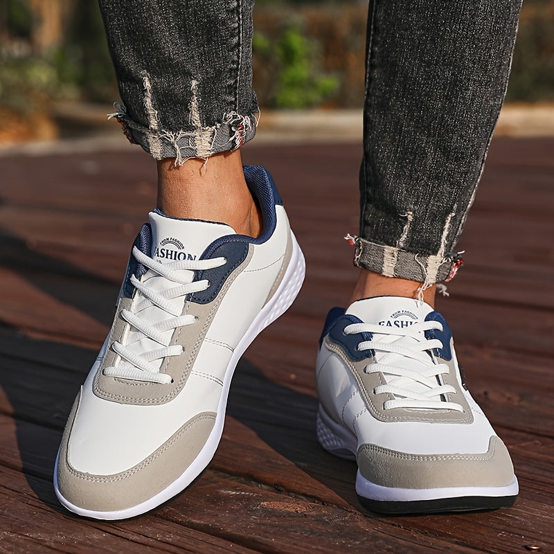 VanWeir Lightweight Men's Shoes • Navy Blue/White • Lace-up Sneakers with MD/TPR Sole • Breathable Fabric Lining for Outdoor, Hiking & Casual Wear