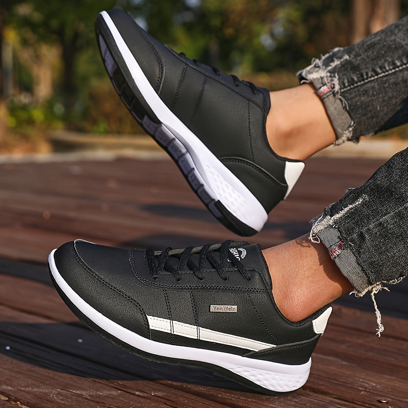 VanWeir Lightweight Men's Shoes • Navy Blue/White • Lace-up Sneakers with MD/TPR Sole • Breathable Fabric Lining for Outdoor, Hiking & Casual Wear